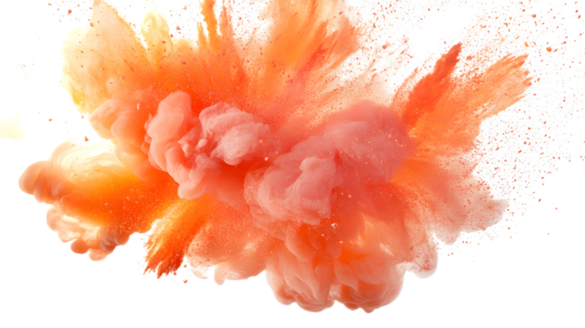 Realistic Explosions with Fire, Smoke, and Debris Isolated on White Background