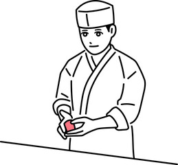 寿司を握る寿司屋の男性料理人