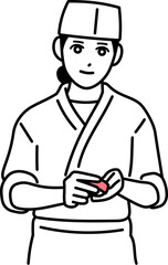 寿司を握る寿司屋の女性料理人
