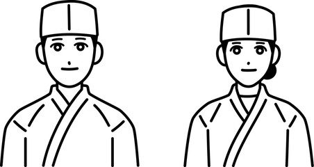 男女の和食料理人のアバターセット