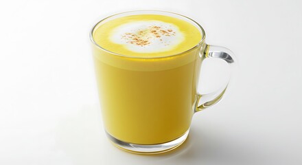Golden drink in glass mug