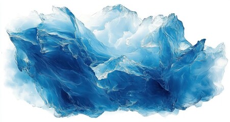 Fototapeta premium Abstract swirling blue and white digital formation resembling icy mountains or waves in motion with a fluid and dynamic appearance