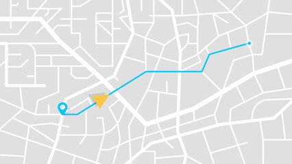 City Map Navigation Interface with GPS Navigation, Distance, and Point Marker Top View