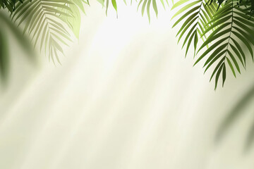 Obraz premium Tropical background with lush palm leaves and sunlight filtering through for a calming and inviting atmosphere