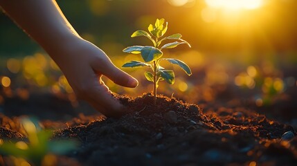 Hand holding small tree