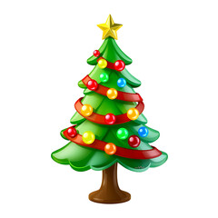 Fototapeta premium Colorful Christmas Tree with Star Isolated on White