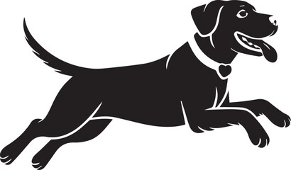 Fototapeta premium Running dog black silhouette illustration.