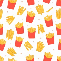 French Fries Doodle Pattern Fun Background for Kids&rsquo; Menu Generative AI