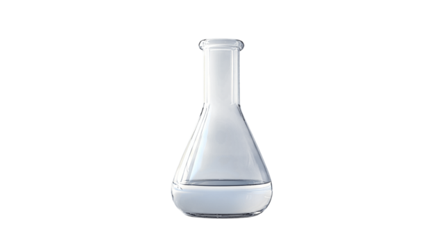A high-resolution image of a single lab beaker, centered in the frame --ar 16:9