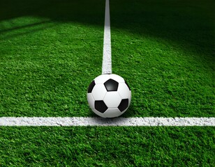 Soccer ball on a green field at the corner. Ready for a kick-off!