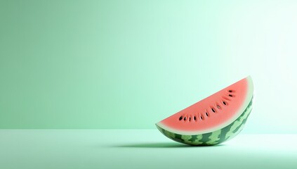 Watermelon slice on mint green background
