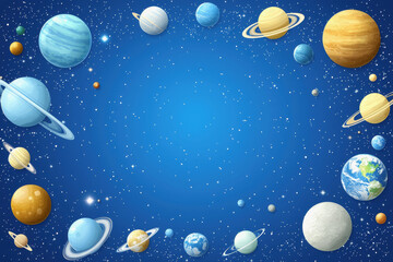 Fototapeta premium Stunning representation of planets and stars enclosed in a circular design evoking celestial beauty and wonder