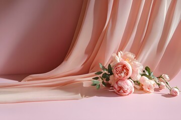 Elegant Still Life on Soft Pink Background with Delicate Aesthetic