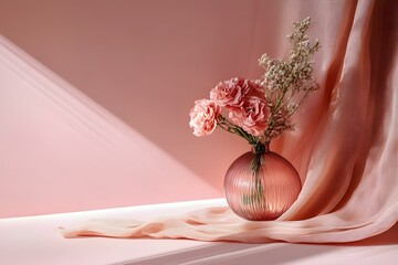 Elegant Still Life on Soft Pink Background with Delicate Aesthetic