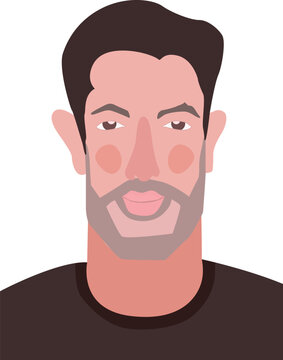 Stylized portrait of a brutal dark-haired man with a mustache and beard