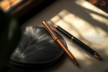 Naklejka premium design dark metal cap with pen and pencil