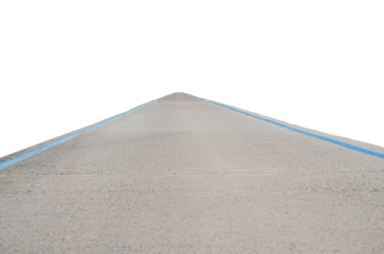Abstract concrete Road transport going to the distance, isolated on transparent background.