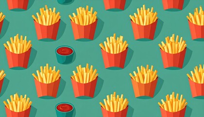 Fries and Sauce Pattern Dynamic Layout for Fast Food Wrapping Paper Generative AI