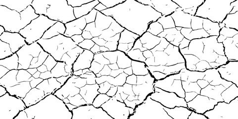 Cracked Earth Vector Texture with Transparent Background – High-Detail Grunge Overlay of Dry, Distressed Lines and Natural Ground Erosion
