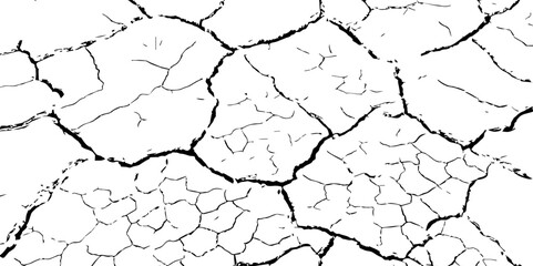 Cracked Earth Vector Texture with Transparent Background – High-Detail Grunge Overlay of Dry, Distressed Lines and Natural Ground Erosion

