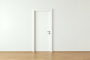 Minimalist room with a closed white door