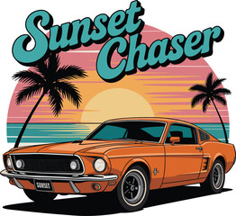 Sunset chaser t shirt vector file