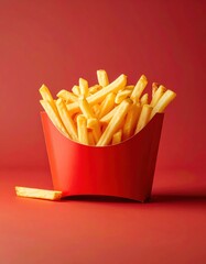 Golden Fries on Clean Background for Menu Design or Poster Generative AI