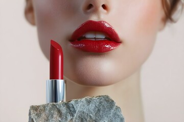 Editorial Mockup for Advertising Beauty Care and Lipstick Elegance