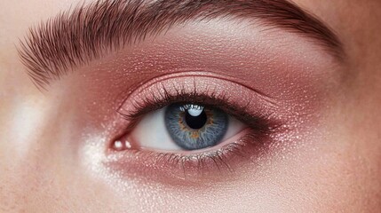 Close-Up of Left Eye with Rose Gold Eyeshadow
