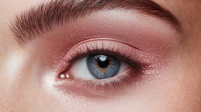Close-Up of Left Eye with Rose Gold Eyeshadow