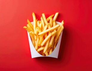 Minimalist Fries on Red Hero Image for Food Advertisement Generative AI