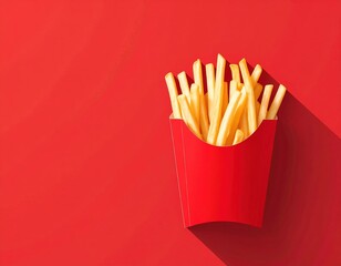 Minimalist Fries on Red Hero Image for Food Advertisement Generative AI
