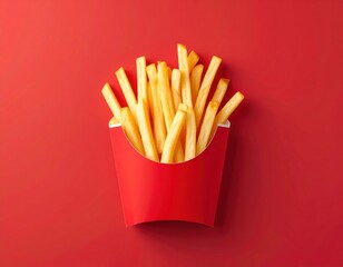 Minimalist Fries on Red Hero Image for Food Advertisement Generative AI