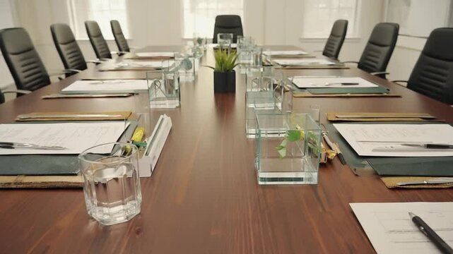 Empty conference table in meeting room