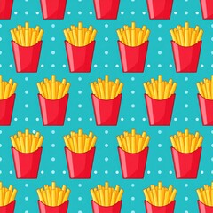 Pop Art Style French Fries Repetition Retro Food Design Element Generative AI