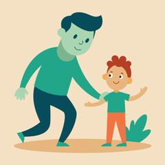 Warm Cartoon Style Digital Illustration Showing Loving Father&rsquo;s Day Moment