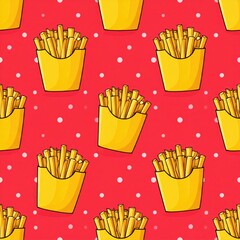Pop Art Style French Fries Repetition Retro Food Design Element Generative AI