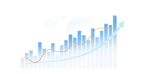 PNG business graph chart.Analysis finance grow graph and market investment. Financial business plan,earnings,sale and strategy. Stock market chart, exchange financial growth diagram.	