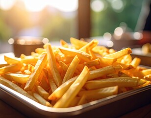 Serving of French Fries in Restaurant Tray Generative AI
