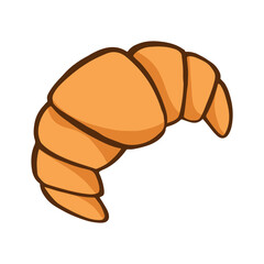 Croissant bun hand drawn color