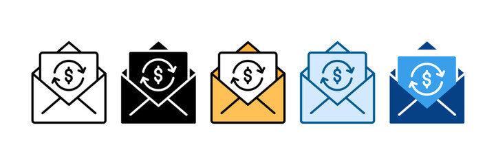Transactional Email Icon Set Multiple Style Collection