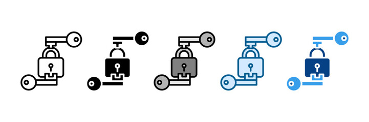 Asymmetric Key Icon Set Multiple Style Collection