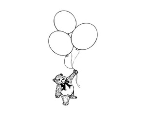 Animal Holding Balloon SVG Icon Logo Design – Cute Animal with Balloon Vector Clipart, Playful Silhouette for Print & Branding