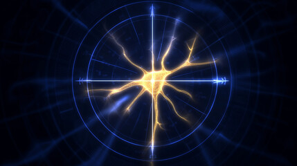Naklejka premium Neural pathways shaping a navigation compass in the developing brain, illustrating biological orientation mechanisms