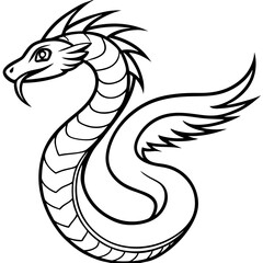 Feathered Viper line art vector
