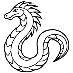 Feathered Viper line art vector