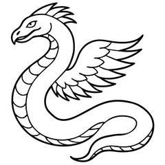 Obraz premium Feathered Viper line art vector