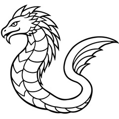 Feathered Viper line art vector