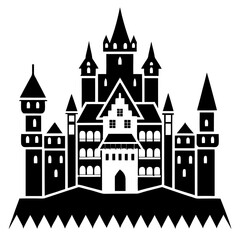 Fantasy castle black silhouette vector illustration