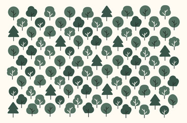 Minimalist Cute Tree Pattern Vector Illustration – Seamless Eco-Friendly Nature Background for Gift Wrappers, Wallpapers, Posters, Earth Day and Environmental Designs